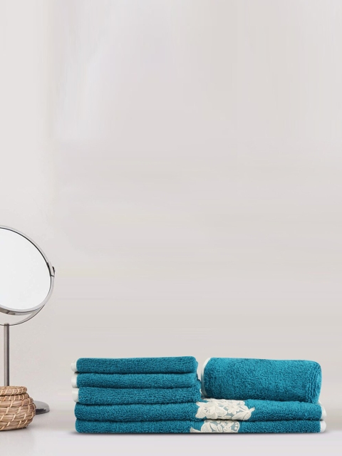 

LUSH & BEYOND Set Of 6 Blue Solid 500 GSM Pure Cotton Towel Set