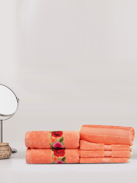 

LUSH & BEYOND Orange Solid Pure Cotton 500 GSM Towel Set