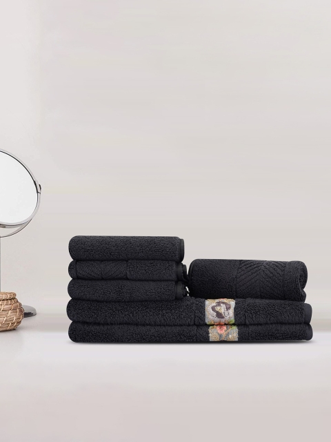 

LUSH & BEYOND Set Of 6 Charcoal Solid Pure Cotton 500 GSM Towel Set