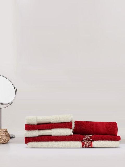 

LUSH & BEYOND Set Of 6 Red Solid 500 GSM Pure Cotton Towel Set