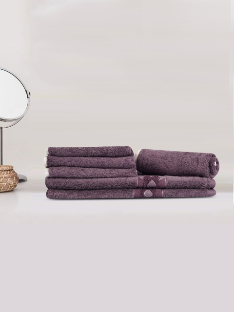 

LUSH & BEYOND Set of 6 Purple Self Design 500 GSM Cotton Towel Set