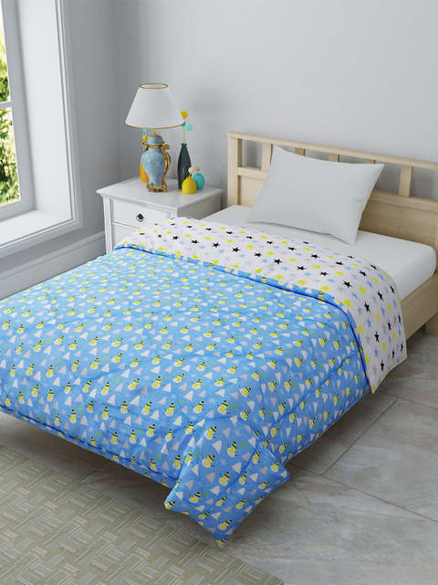 

JAIPUR FABRIC Blue & White Cartoon Characters AC Room 150 GSM Single Bed Comforter