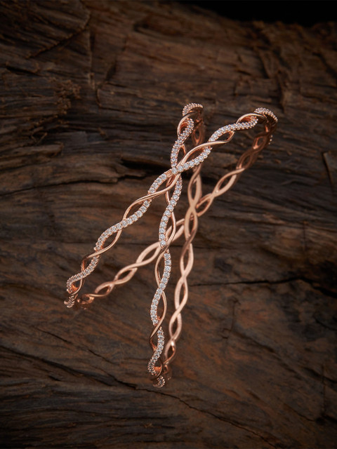 

Kushal's Fashion Jewellery Set Of 2 White & Rose Gold-Toned & Plated CZ-Studded Bangles