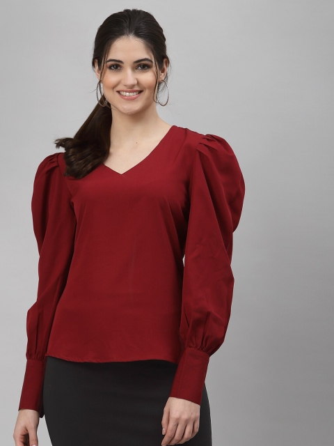 

NEUDIS Women Maroon Crepe Top