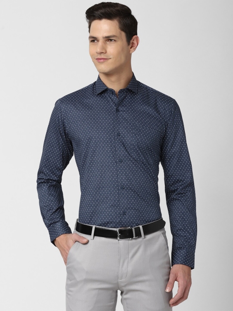 

Peter England Men Navy Blue Printed Pure Cotton Formal Shirt