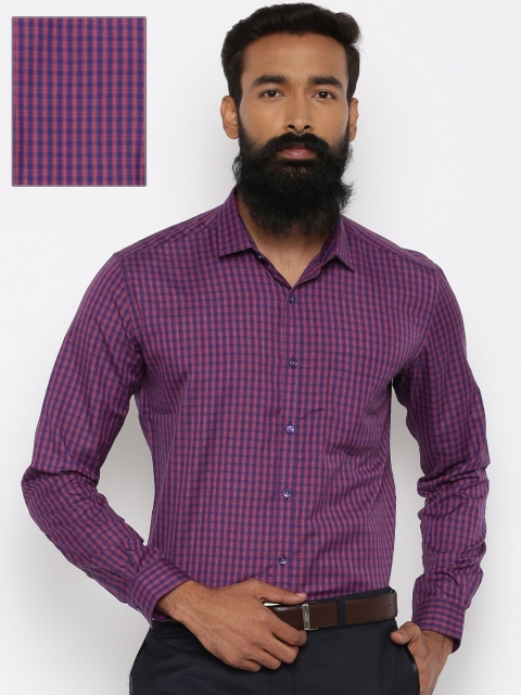 

Independence Men Navy Blue & Red Checked Slim Fit Formal Shirt