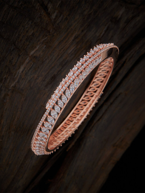 

Kushal's Fashion Jewellery Rose Gold-Plated White CZ-Studded Bangle