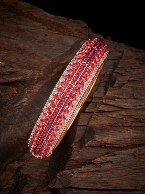

Kushal's Fashion Red-Toned & Rose Gold-Plated Zircon-Studded Bangle