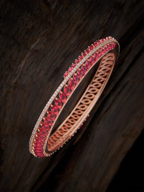 

Kushal's Fashion Jewellery Rose Gold-Plated & Red Stone Studded Bangles