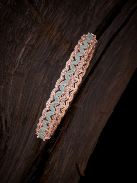 

Kushal's Fashion Jewellery Women Rose Gold Plated & Sea Green Studded Bangle
