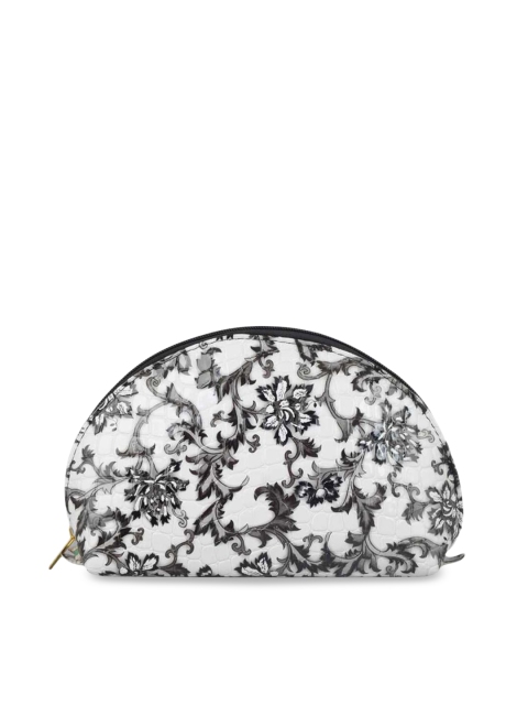 

BAOMI White & Grey Floral Printed Pouch