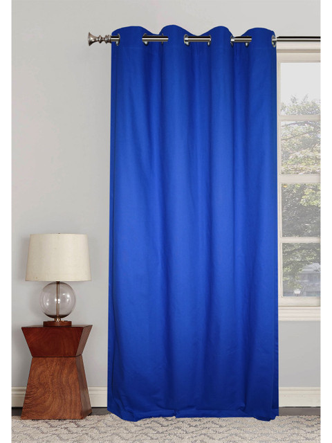 

Lushomes Blue Solid Single Door Cotton Curtain