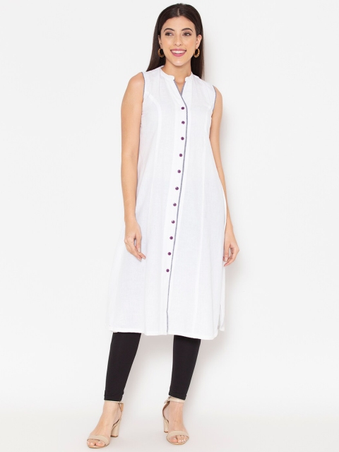 

Ekmatra Women White Cotton Kurta
