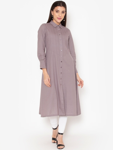 

Ekmatra Women Grey Solid A-line Kurta