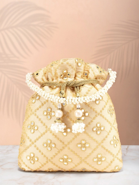 

Peora Cream-Coloured Embroidered Potli Clutch