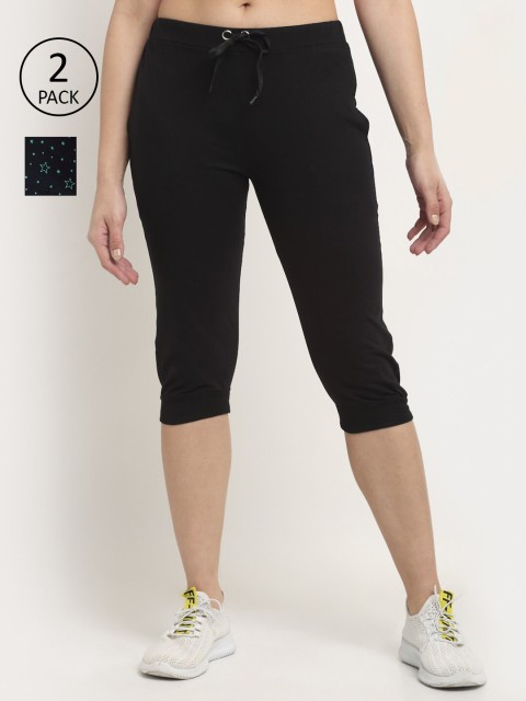 

VIMAL JONNEY Women Black Set Of 2 Capris Track Pants