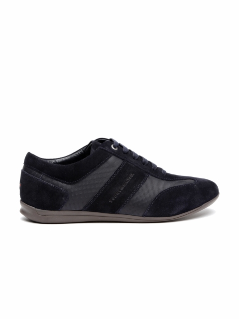 

Tommy Hilfiger Men Navy Textured Leather Sneakers, Navy blue