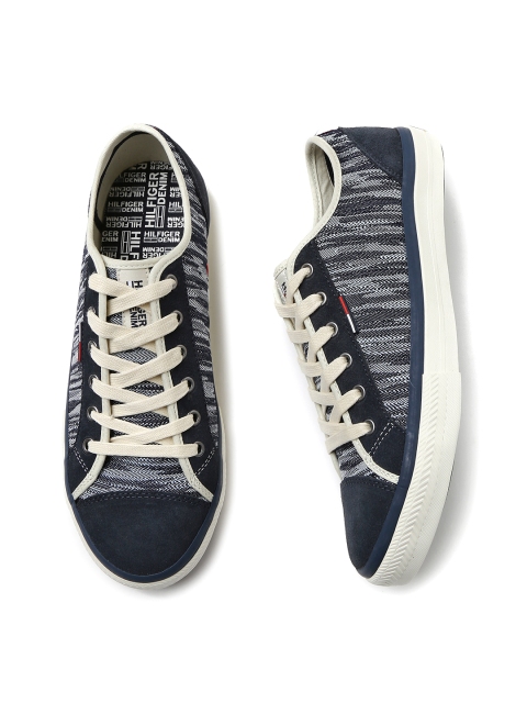 

Tommy Hilfiger Men Navy Self-Design Denim Sneakers, Navy blue