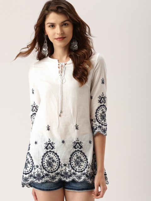 

all about you Women White Self Design Top
