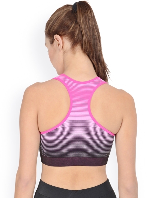 

Da Intimo Pink & Brown Striped Activewear Sports Bra DIX-63