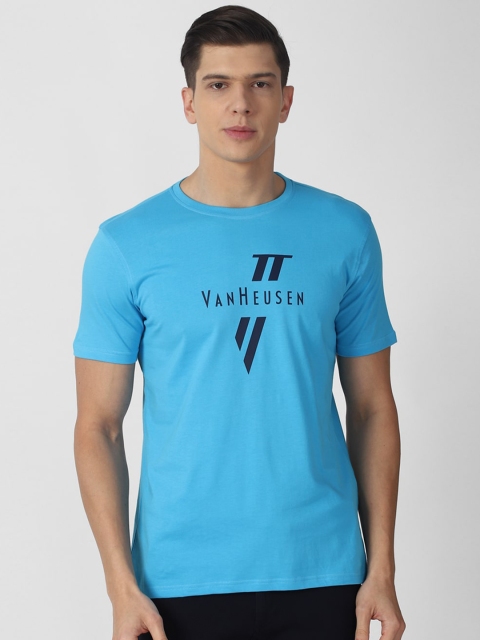 

Van Heusen Sport Men Blue Typography Printed Raw Edge T-shirt