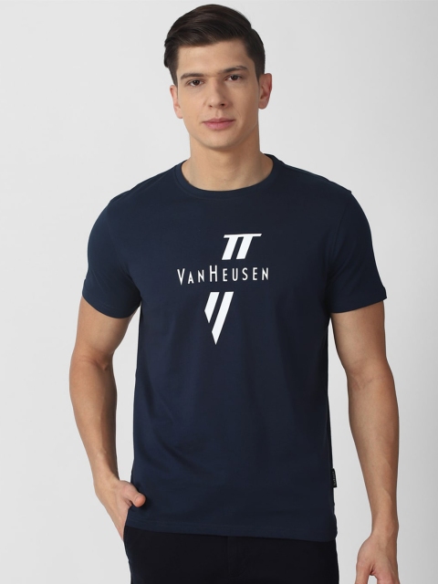 

Van Heusen Sport Men Navy Blue Typography Printed Pockets T-shirt
