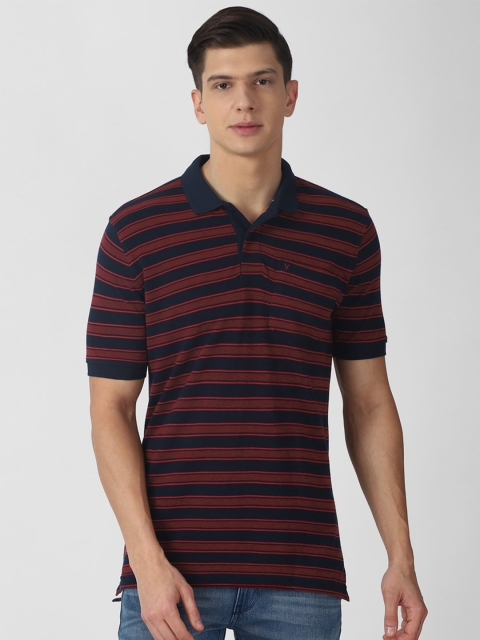 

Van Heusen Sport Men Maroon Striped Polo Collar Pockets T-shirt