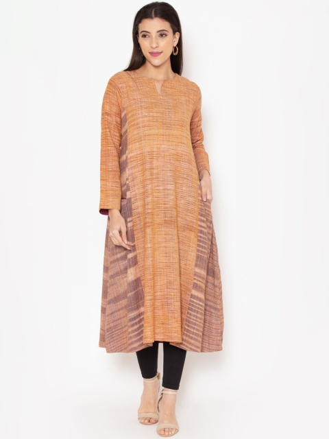 

Ekmatra Women Beige Khadi Handloom Kurta