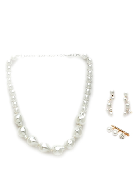 

Archies Women Silver-toned Pearl Jewel Set