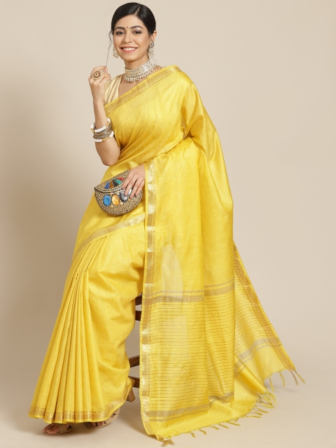 

BharatSthali Yellow Silk Cotton Sambalpuri Saree