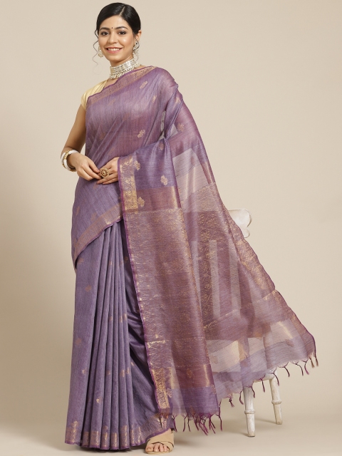 

BharatSthali Purple Woven Design Silk Cotton Maheshwari Saree