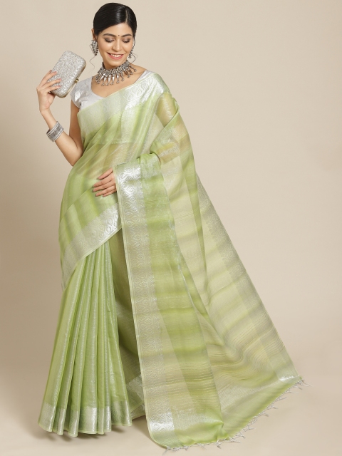 

BharatSthali Green Woven Design Tissue Banarasi Saree