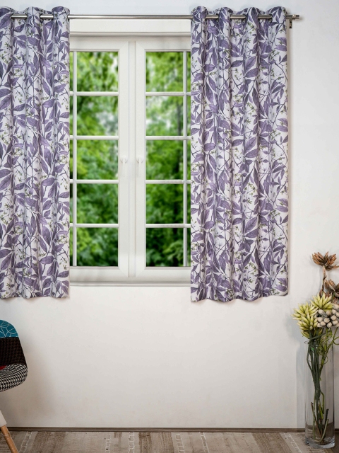

SHIVANAA HOMES Purple & White Floral Room Darkening Window Curtain