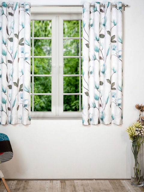 

SHIVANAA HOMES Blue & White Floral Room Darkening Window Curtain