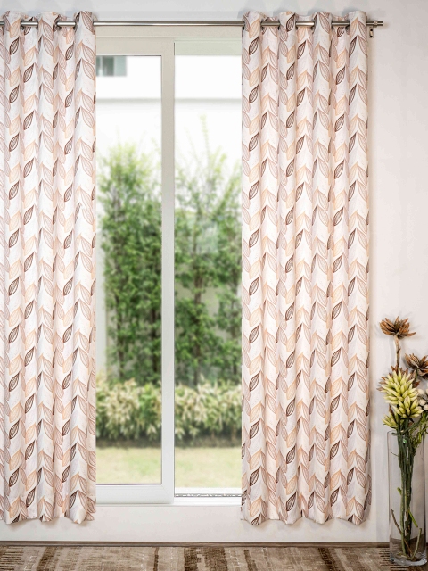 

SHIVANAA HOMES Peach-Coloured & White Set Of 1 Room Darkening Long Door Curtain