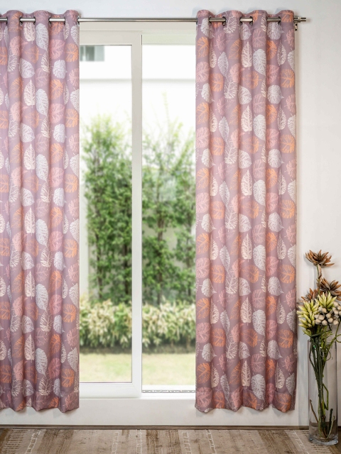 

SHIVANAA HOMES Peach-Coloured & White Floral Room Darkening Door Curtain