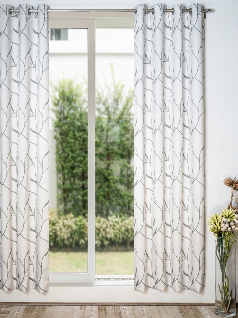 

SHIVANAA HOMES Green & White Room Darkening Long Door Curtain