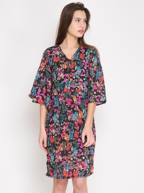 

Tokyo Talkies Women Black & Blue Printed A-Line Dress