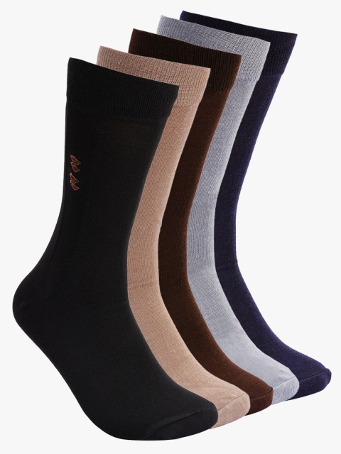 

BuckleUp Men Pack Of 5 Assorted Cotton Calf-Length Socks