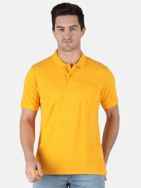 

Monte Carlo Men Mustard Yellow Cotton Blend Polo Collar T-shirt