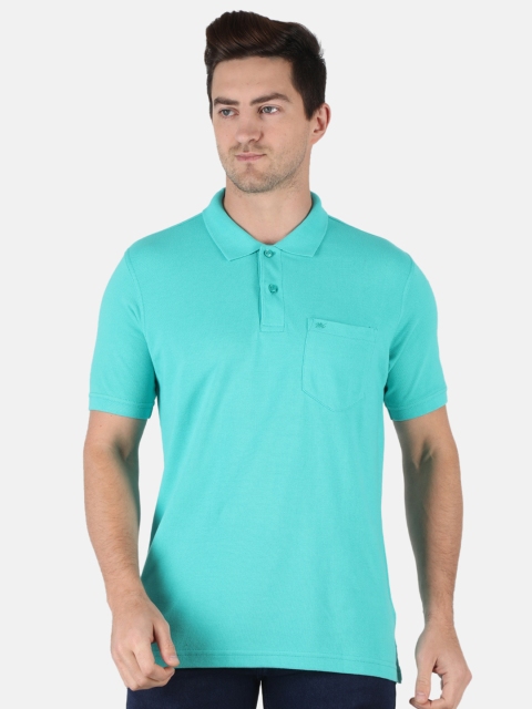 

Monte Carlo Men Sea Green Polo Collar T-shirt