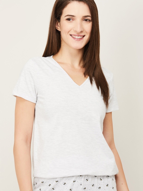 

Ginger by Lifestyle Grey Melange V-Neck Pure Cotton Top