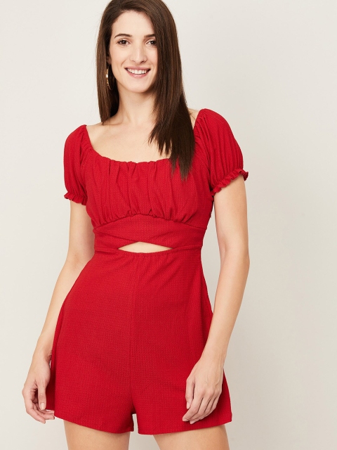 

Ginger by Lifestyle Women Red Solid Playsuit