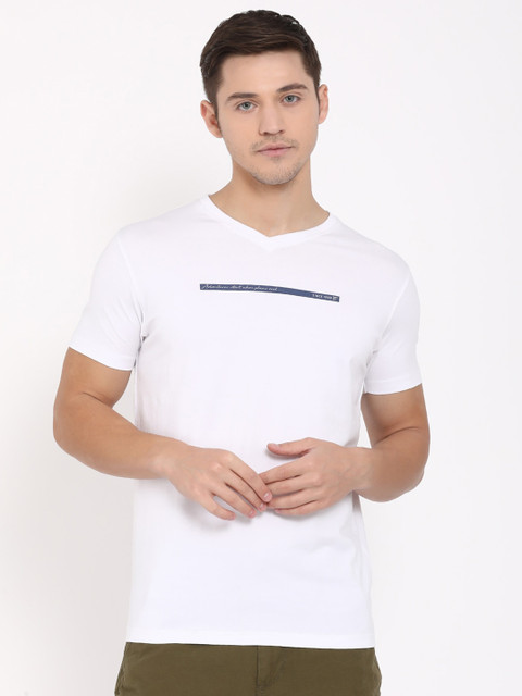 

t-base Men White V-Neck T-shirt