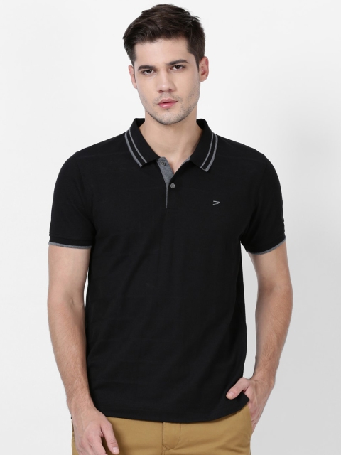 

t-base Men Black Polo Collar Pure Cotton T-shirt