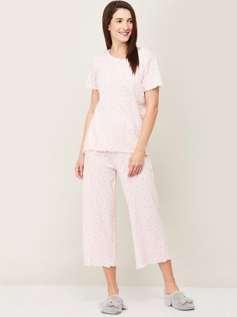 

Ginger by Lifestyle Women Pink & Green Printed Night suit