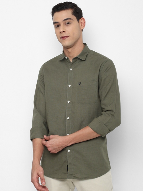 

Allen Solly Men Olive Green Solid Slim Fit Casual Shirt