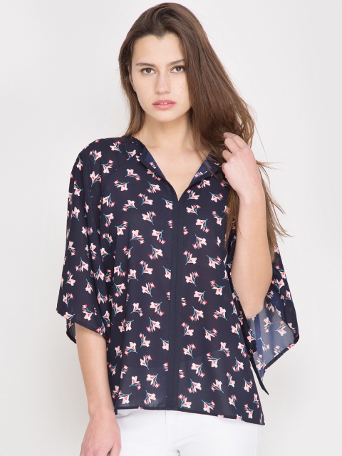 

Tokyo Talkies Women Navy Printed Top, Navy blue