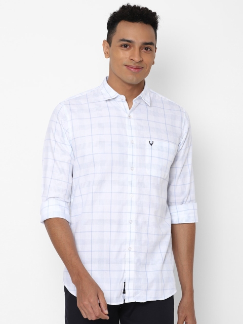 

Allen Solly Men White & Blue Slim Fit Windowpane Checks Pure Cotton Casual Shirt