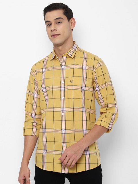 

Allen Solly Men Yellow Cotton Slim Fit Tartan Checks Checked Casual Shirt